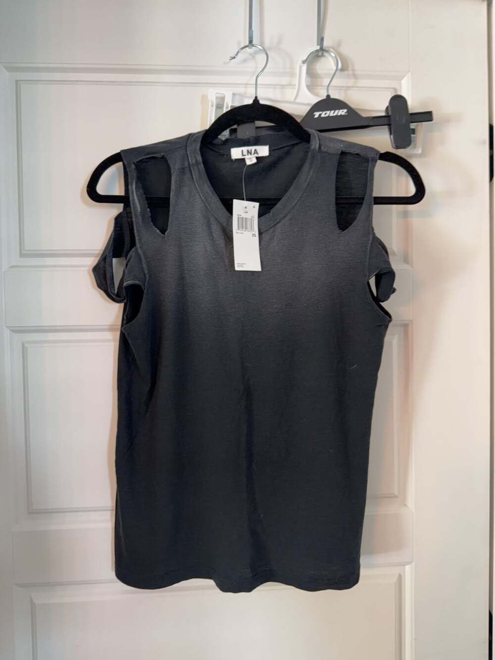 LNA Women's Cutout Shoulder Tank Top Black Size XS